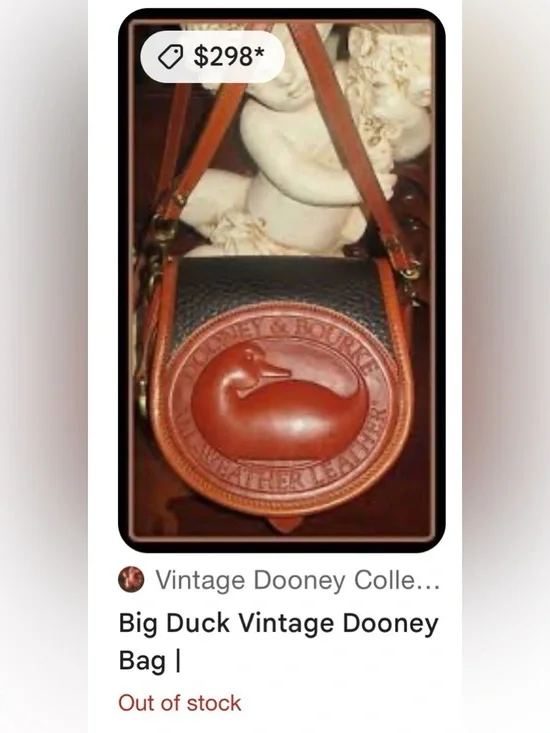 Vintage Dooney & Bourke Big Duck All Weather Saddle Bag in Blue and British Tan - Picture 13 of 13